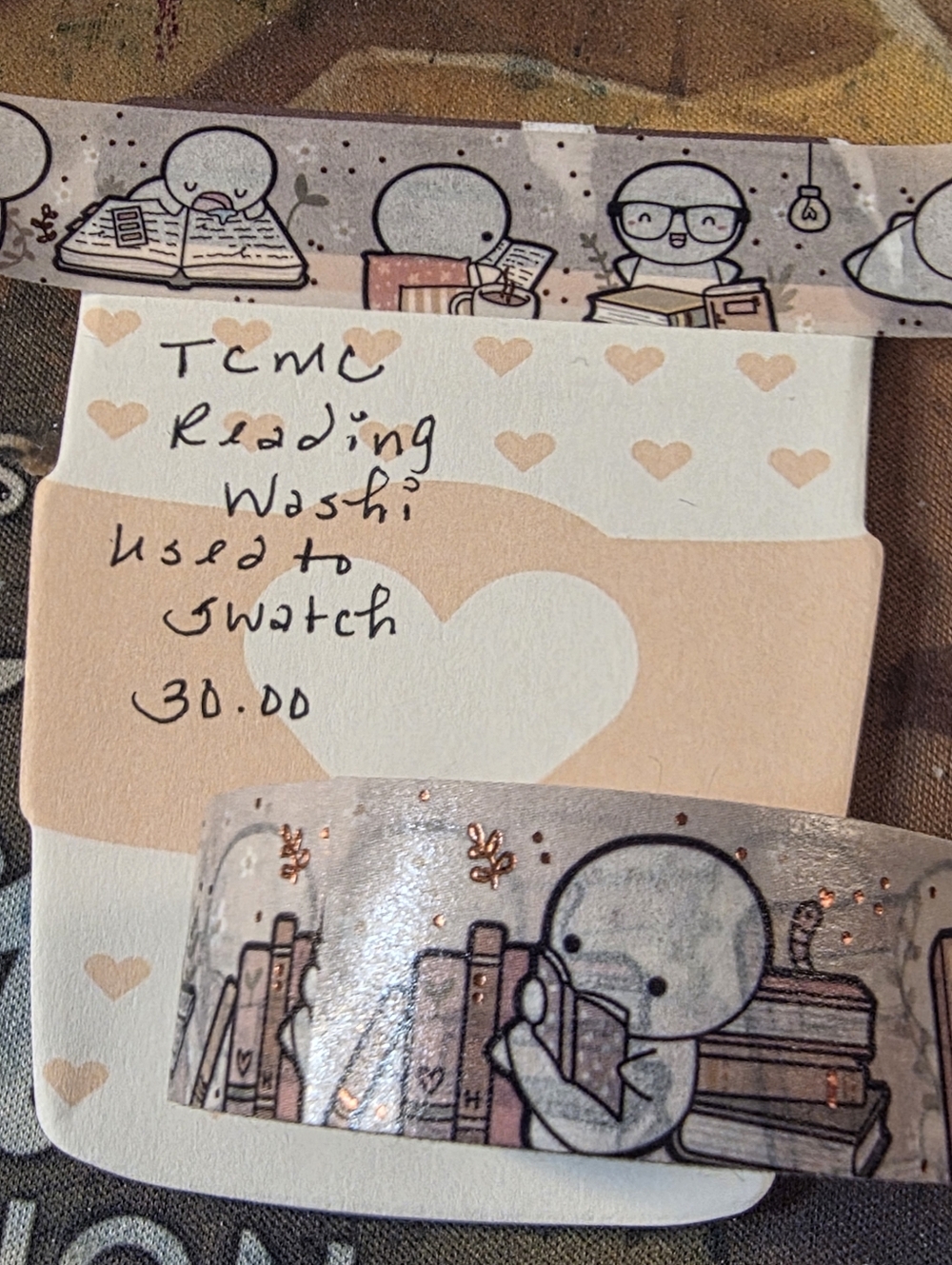 TCMC Reading Character Washi Tape - Peach & Rose Gold Accents